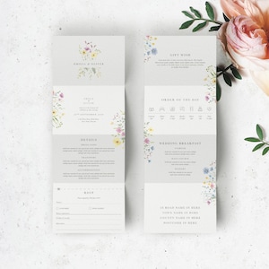 Concertina Wedding Invitation, Wildflower Wedding Invitation, Timeline Wedding Invite, Wedding Invitation and RSVP, Floral Wedding Invite