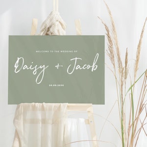 Sage Green Wedding Welcome Sign, Simple Wedding Sign, Welcome to our wedding Sign, Minimal Mounted Wedding Sign, Simple Wedding Sign