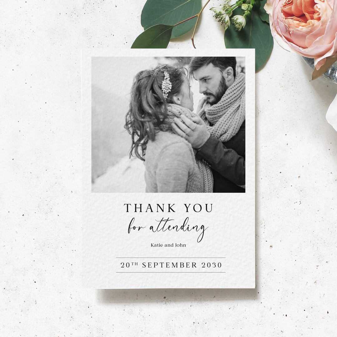 Wedding Thank You Card, Thank You Postcard, Photo Thank You Card