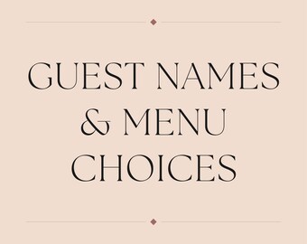 Guest Name & Menu Choice Printing | Wedding Menu Add On