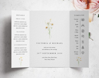 Daisy Gatefold Wedding Invitation, Simple Wedding Invitation, Floral Wedding, Daisy Wedding Invitation, Traditional Wedding Invites