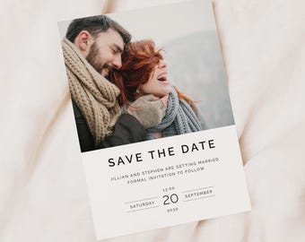 Photo Save the Date Card, Personalised Wedding Save the Date with Photo, Custom Engagement Photo Announcement, Modern Photo Save the Date