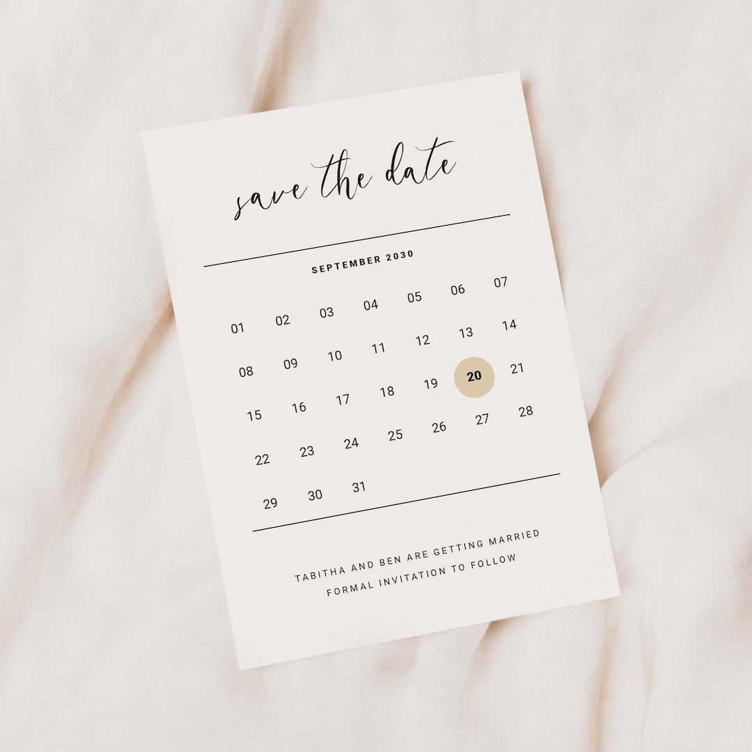 calendar-save-the-date-modern-save-the-date-minimal-save-the-date-black-and-white-save-the-date-simple-save-the-date-calligraphy-etsy
