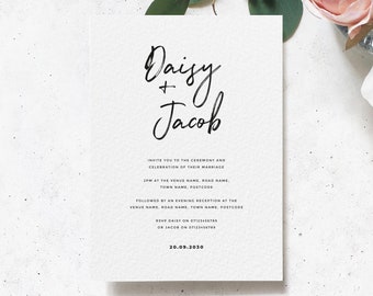 A5 Wedding Invitation, Simple Wedding Invitation, Modern Wedding Invitation Sample, Calligraphy Wedding Invite, Invitation Samples