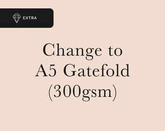 Change to A5 Size Gatefold Invitations (printed on 300gsm paper)