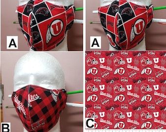 Utah Utes face mask BREATHABLE University of Utah face mask nose wire adjustable filter pocket small m large xl child adult kids men women