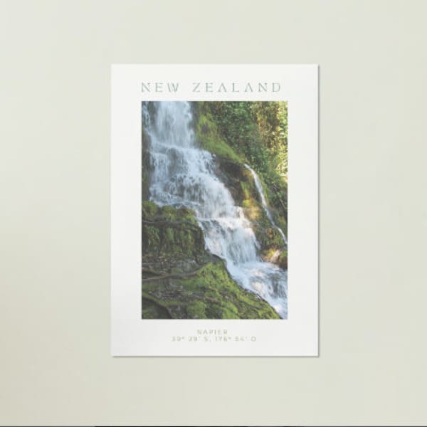 Neuseeland Wasserfall Poster A3