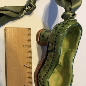 Vintage Ceramic shoe with satin ribbon- See details!