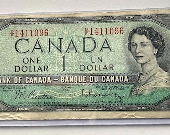 Vintage 1954 One Canadian Dollar - Elizabeth II without devil's face