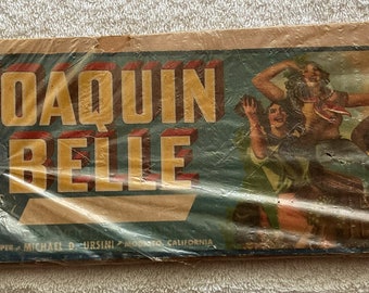 Original vintage grape crate label 1950's Joaquin Belle Wine Grapes Modesto California Wines
