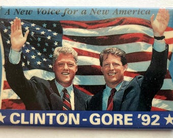Vintage Bill Clinton-Al Gore, 1992 Presidential Campaign  Pinback Button