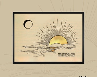 Digital Download Sun and Moon Gold Effect Scandi Wall Art