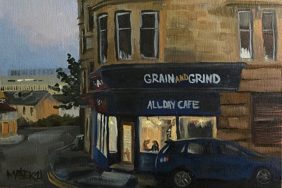 Grain and Grind Original Oil Painting Glasgow Southside Etsy