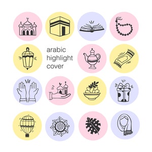 Hand drawn Instagram Highlight Cover Icons. Social Media Icons. Instagram islamic Icons. Highlight muslims Covers. Icon stickers. Web design
