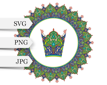 アラビア書道の丸枠SVG。伝統的なイスラム美術。アラビア風の壁飾り