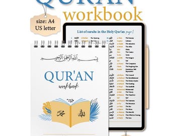 Qur’an Study Workbook | Surah Reflection and Tafsir Journal | Quran Memorization & Juz Tracker | Islamic Digital Planner