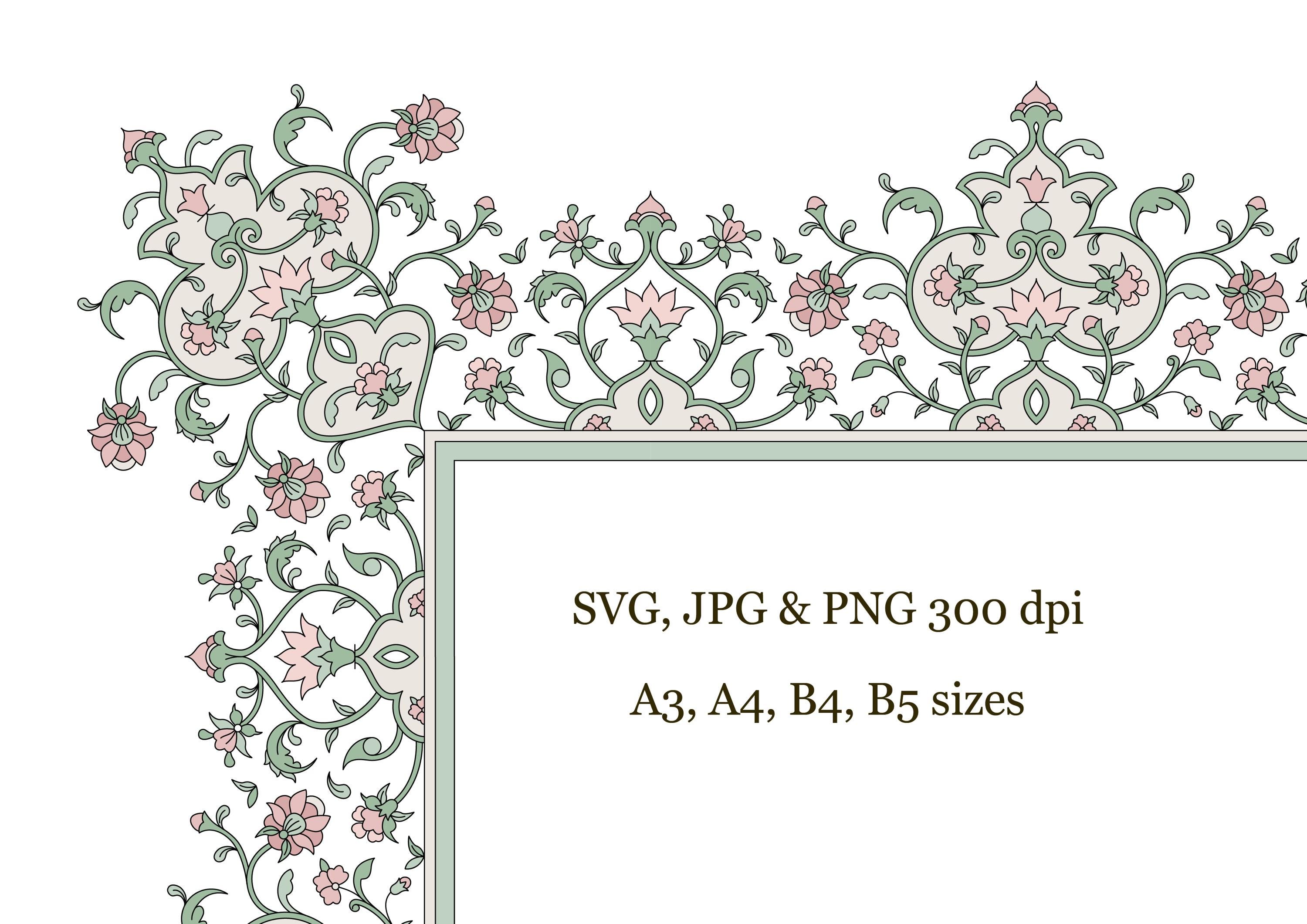 アラビア語カリグラフィーのボーダーSVG。伝統的なイスラム美術