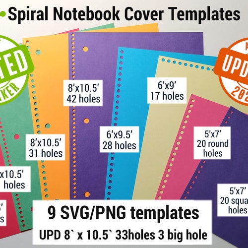 Spiral Notebook Cover Templates 9 SVG Laser Cut Sizes Etsy