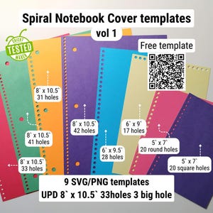 Back to School Spiral Notebook Cover templates | 9 SVG PNG | Laser Cut files