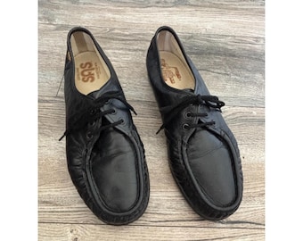 SAS Siesta Loafer 11 Zwarte leren mocassin Oma handgenaaid comfort Oxford