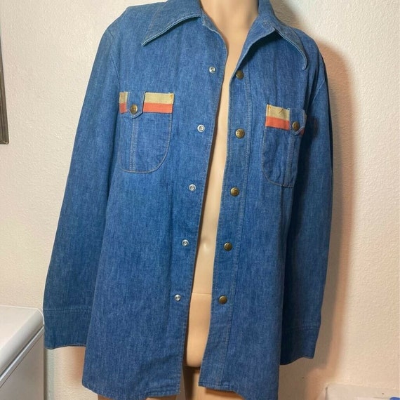 Vintage 70s Lee set usa denim snap Shirt Blue vtg