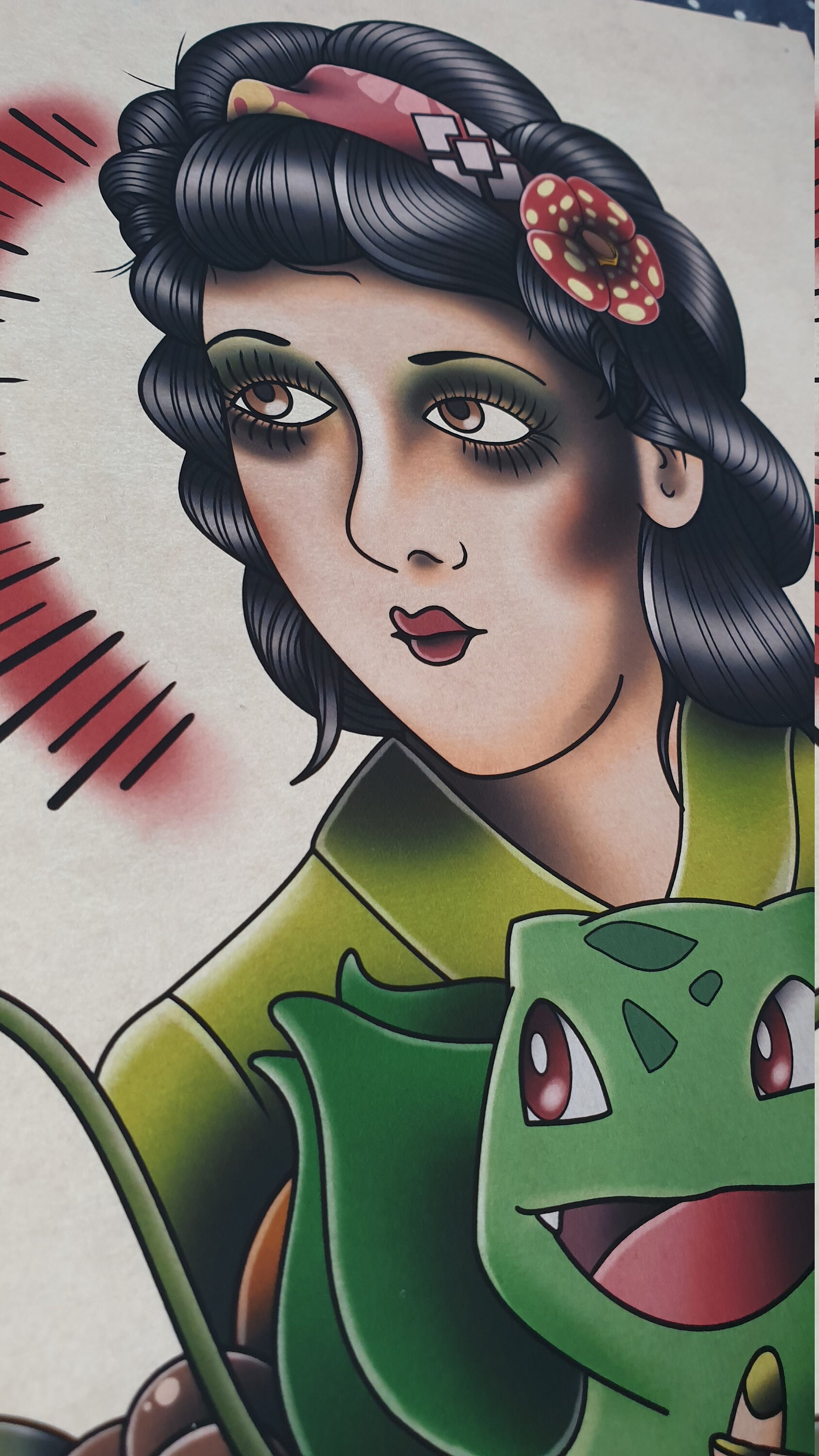 Erika s Bulbasaur Traditional Tattoo Flash Pokemon Print Etsy