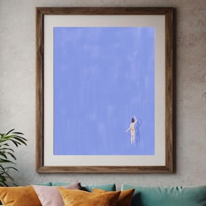Minimalist Illustration - Woman Swimming, Bright wall art, printable wall art, digital download, Swimming Artwork Print, Simple Wall Art