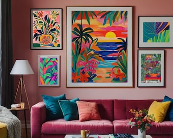 Matisse Inspired Floral Art Prints: Set of 5 Vibrant Posters (Digital Prints)