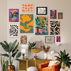 Dopamine Decor Botanical Gallery Wall Art Set: Colorful Plant Prints (Digital Download)