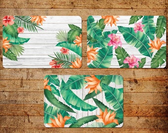 Conjunto de 3 jogos americanos para impressão com folhas tropicais (download digital)