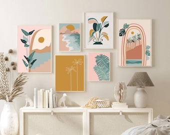 Boho Gallery Wall Art Set: Mid-Century Modern Prints (Digital Download)