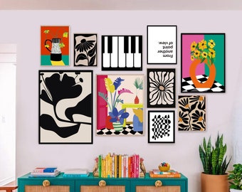 Decoración de dopamina: impresiones abstractas coloridas para pared: decoración botánica ecléctica (descarga digital)