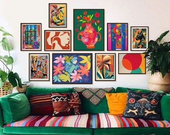 Dopamine Eclectic Gallery Wall Art Set: 10 Colorful Maximalist