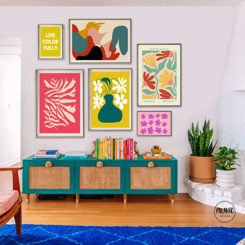 Vibrant Wall Art Set of 10 Colorful Gallery Wall Bright Etsy