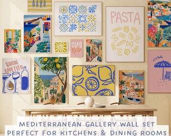 Mediterranean Gallery Wall Art Set 14 Prints Italian Coastal Decor Colorful Summer (Digital Download)