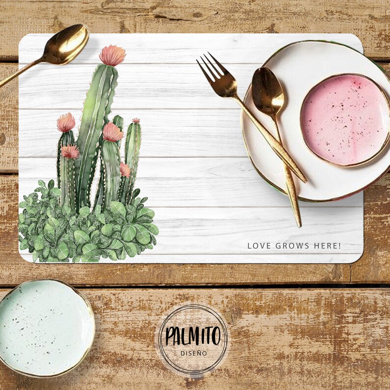 Wood Cactus Printable Placemats Set Cactus Placemat Wood Etsy