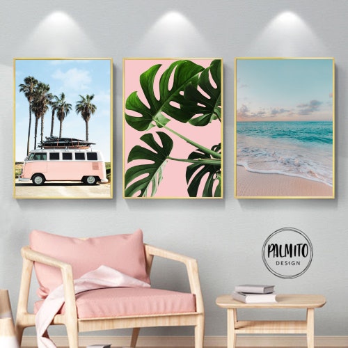 Pink Surfboard Wall Art Beach Nursery Decor Printable Etsy