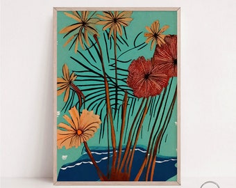 Impresión floral botánica: Arte mural bohemio colorido (descarga digital)