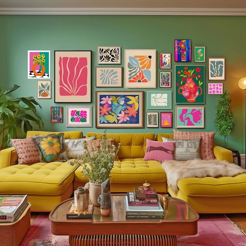 Colorful Gallery Wall Set of 20, eclectic wall art, vibrant wall art, flower prints, maximalist floral art, Colorful Decor, digital download