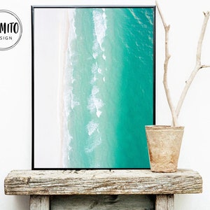 Aerial Ocean printable wall art, large ocean wall art, aerial beach photography, Ocean print, Beachy wall decor