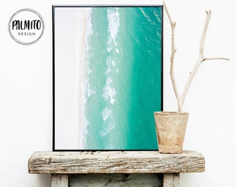Aerial Beach Photography Print: Ocean Wall Art (Digital Download)
