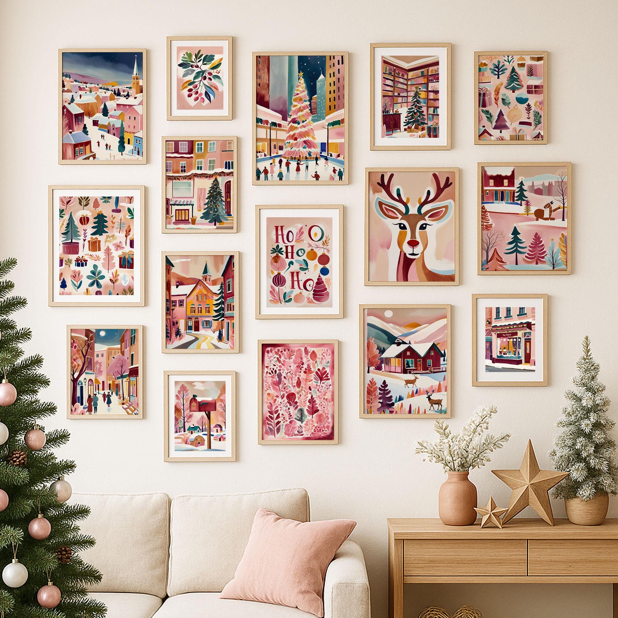 Decorazioni Murali Natale Beistle – 3 Fogli Con 15 Immagini Di Finestre, Camini, Ghirlande E Cuccioli – Multicolore