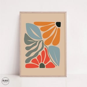 Colorful floral wall art, flowers print, abstract botanical print, eclectic decor, vibrant colors wall art, maximalist decor, floral print