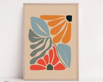 Retro Blumen Print: Abstrakte Botanische Wandkunst (Digitaler Download)