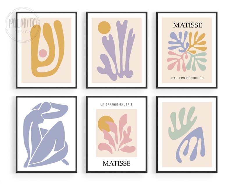 Henri Matisse Wall Art Set of 6 Prints Pastel Room Decor Etsy