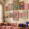 Colorful gallery wall set, Floral wall art, bright wall art, maximalist decor, eclectic wall art, Set of 10 prints product logo
