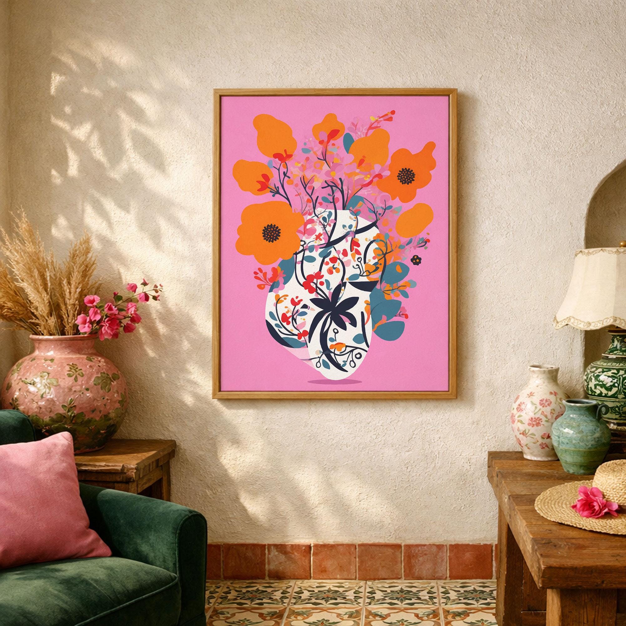 Colorful Gallery Wall Set, Floral Wall Art, Bright Wall Art