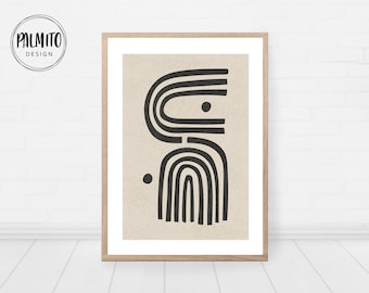 Japandi Abstract Print: Beige & Grey Geometric Wall Art (Digital Download)