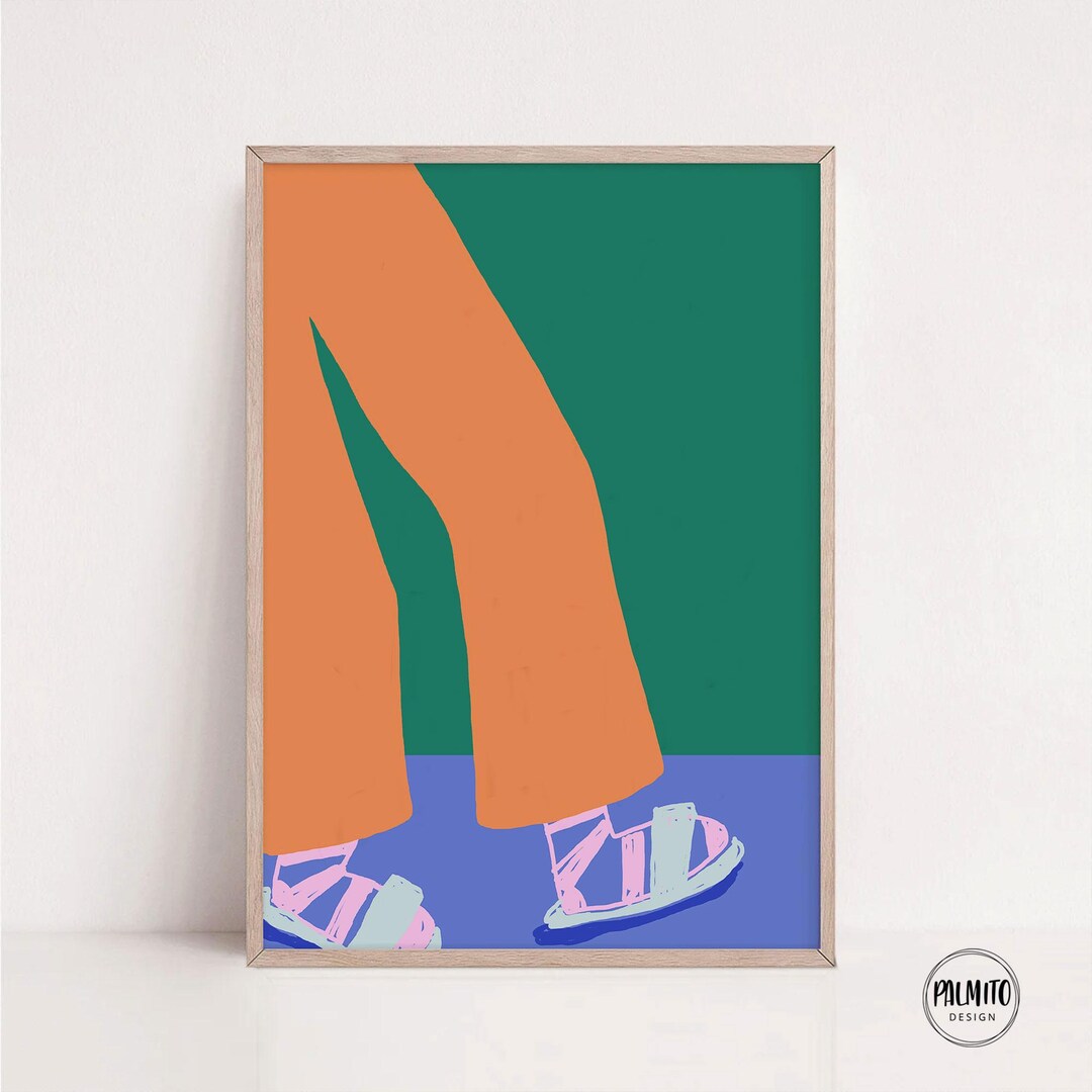 Colorful Legs Art Print: Playful Slippers Illustration (digital ...