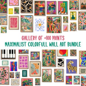 Pacote de Arte de Parede Maximalista - Mais de 100 pôsteres coloridos para impressão | Impressões digitais ecléticas para decoração de casa | Conjuntos de 26 artes modernas em 1 download